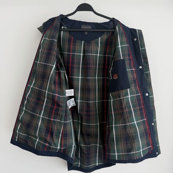 Pendleton Jacket Womens XXL Navy Overcoat Canvas Rain Coat Parka Lined Hooded - Picture 5 of 9